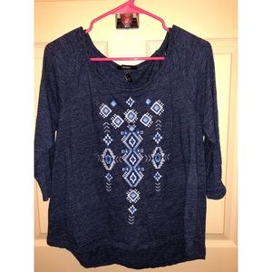 Dark Blue Aztec Top